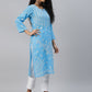 ADA Women Blue & White Ethnic Motifs Hand Embroidered Chikankari Handloom Kurta | Swadesiicart