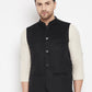 Even Apparels Black Wool Men Woven Nehru Jacket | Swadesiicart