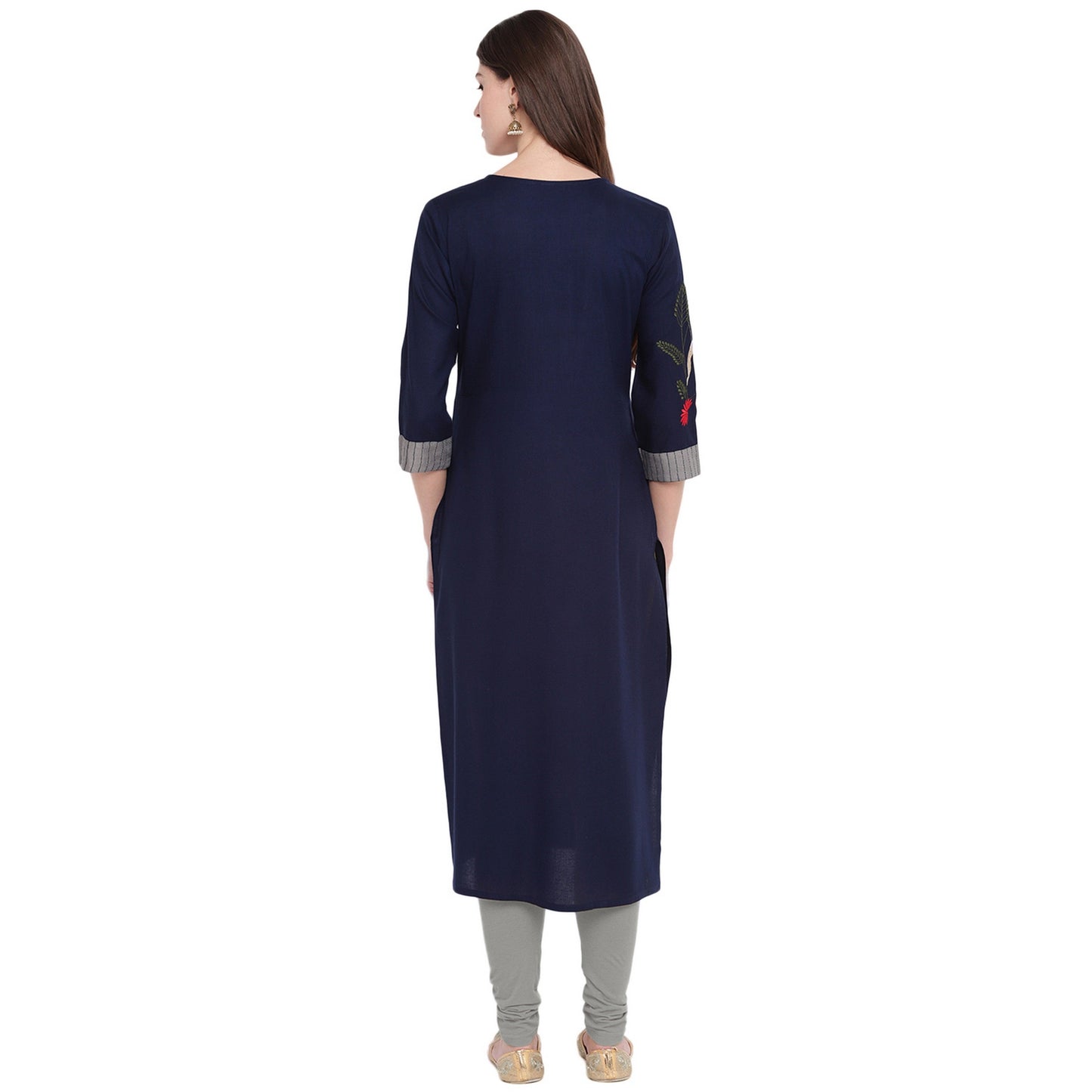 NOZ2TOZ Women's Blue & Grey Kurta- (1pc set) - Swadesiicart