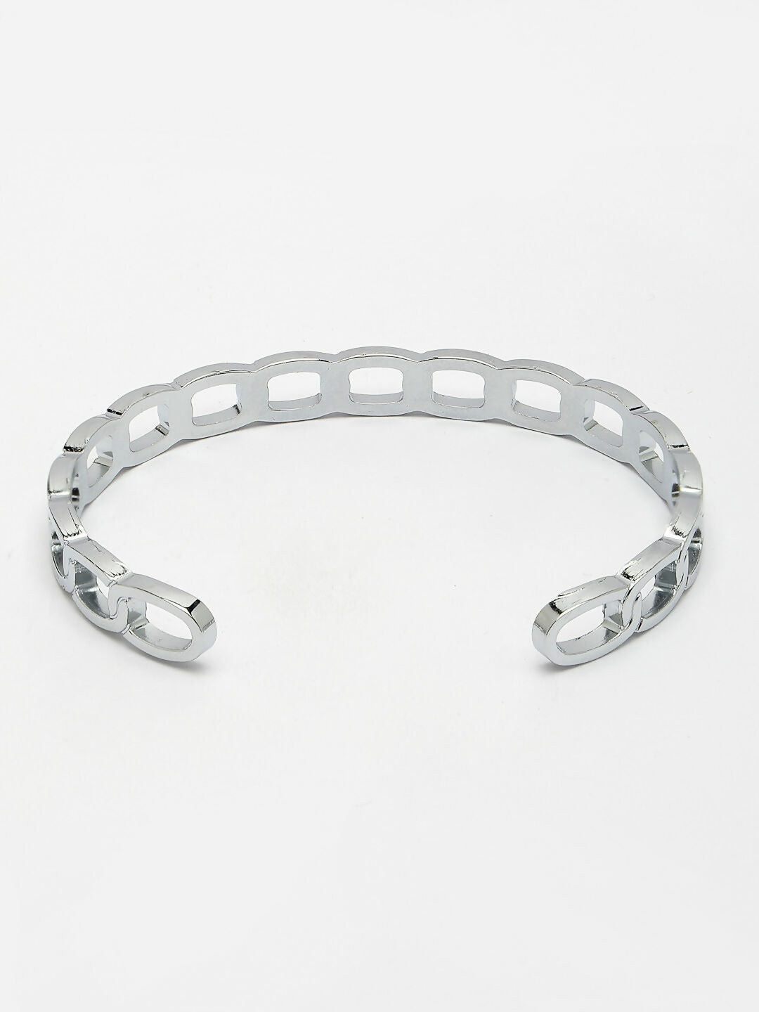 NVR Men's Set of 2 Silver & Black Rhodium-Plated Metal Cuff Bracelet - Swadesiicart