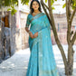 Vishnu Weaves Women's Sea-Green Pure Cotton Zari Woven Saree with Blouse - Swadesiicart