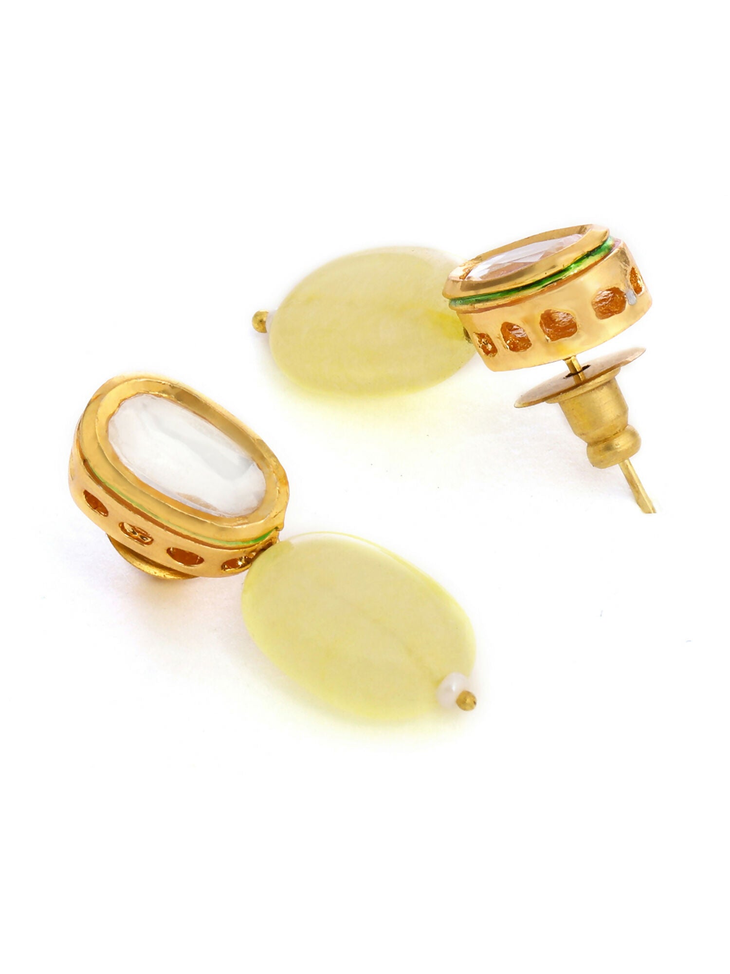 Ruby Raang Yellow Kundan Studs | Swadesiicart