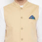 Even Apparels Beige Polyester Men's Nehru Jacket-Contrast Lining-Inbuilt Pocket Square | Swadesiicart