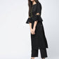 Aniyah Cotton Criss Cross Bell Sleeves Straight Kurta In Black (AN-101C) - Swadesiicart