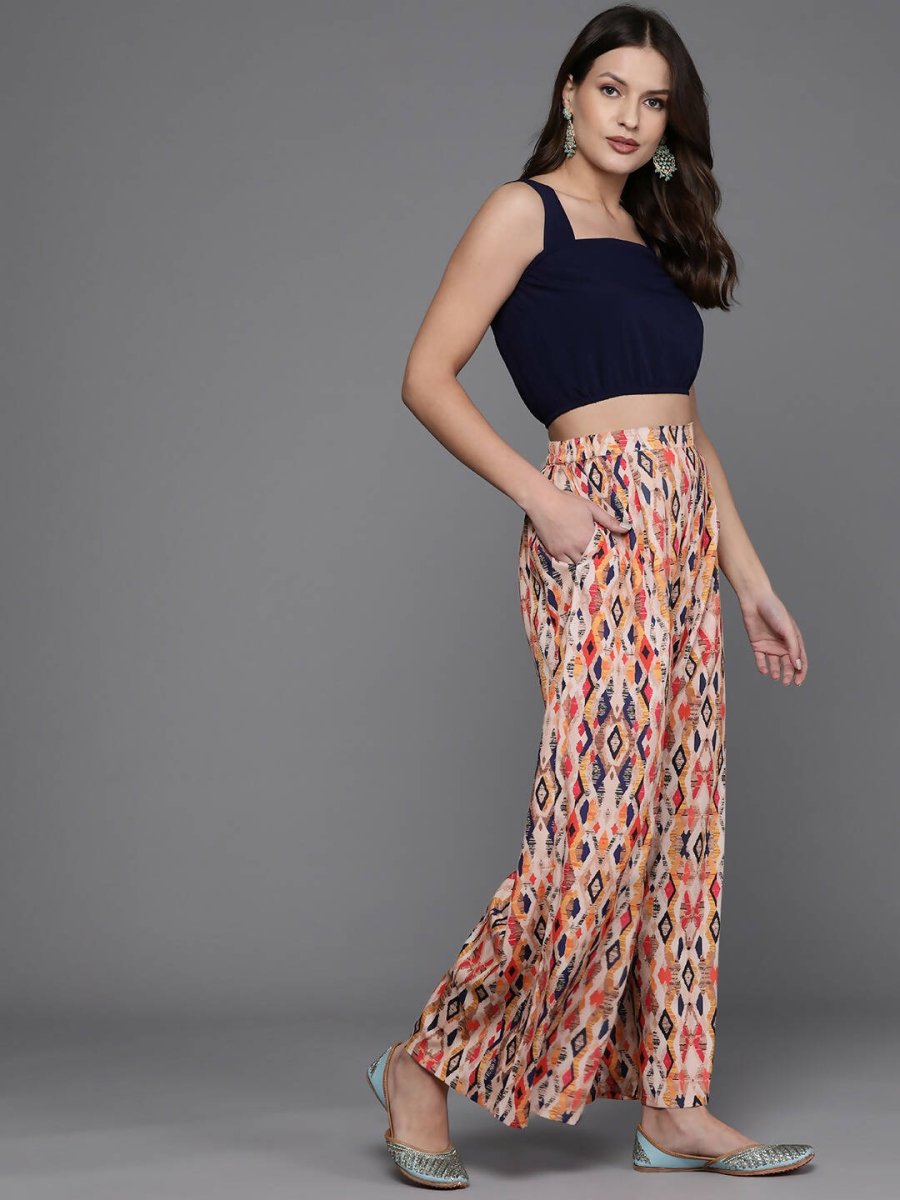 Ahalyaa Women Printed Ethnic Co-Ords - Blue Color - Swadesiicart