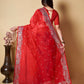Vamsee Red Organza Saree - Swadesiicart