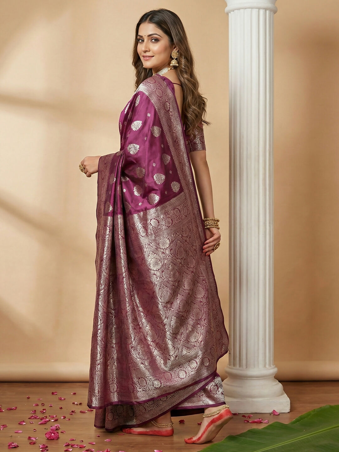 Shree Shyam Fashion Purple Silk Blend Saree