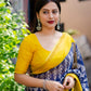 Blue Polycotton Ethnic Motifs Saree with Unstitched Blouse - Hiral Fashion | Swadesiicart