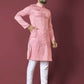 Anaita Pink Solid Soft Jacquard Silk Straight Kurta