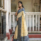 Vishnu Weaves Women's Blue Handloom Raw Silk Woven Saree with Blouse - Swadesiicart