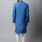 Even Apparels Blue Color Pure Cotton Men's Kurta With Band Collar (CHK1198) | Swadesiicart