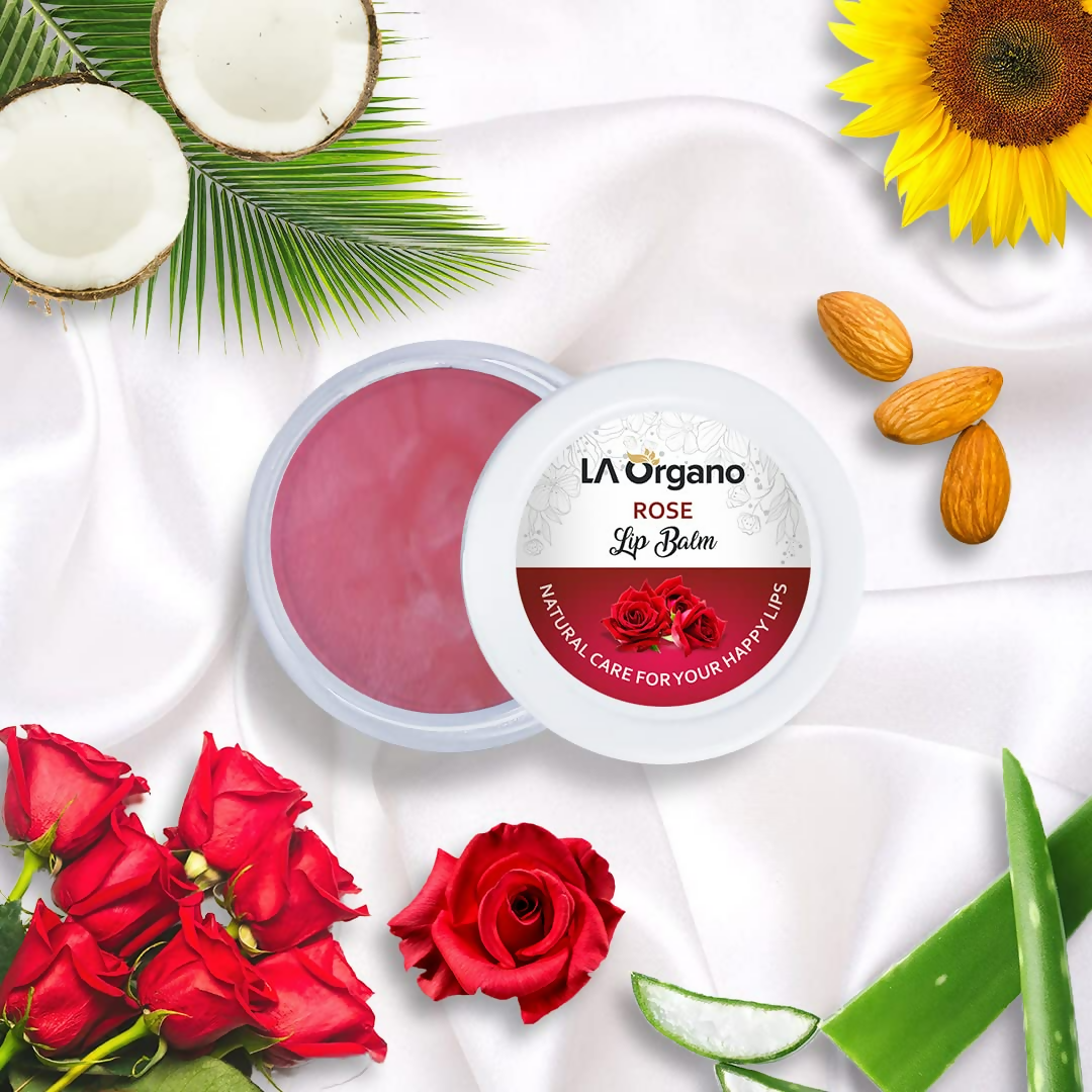 LA Organo Rose Lip Balm For Dry Chapped Lips - Swadesiicart