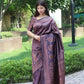 DEIANA'S Beautiful Designer Golden zari Soft Lichi Silk Saree - Purple - Swadesiicart