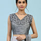 Grey Ombre Satin Georgette Plain Ready to wear Saree with stitched Blouse - Vrinda | Swadesiicart