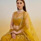 Aastha Fashion Mustard Yellow Butterfly Net Tone To Tone Cotton Thread Work And Sequence Work Embroidery Wedding Wear Lehenga Choli