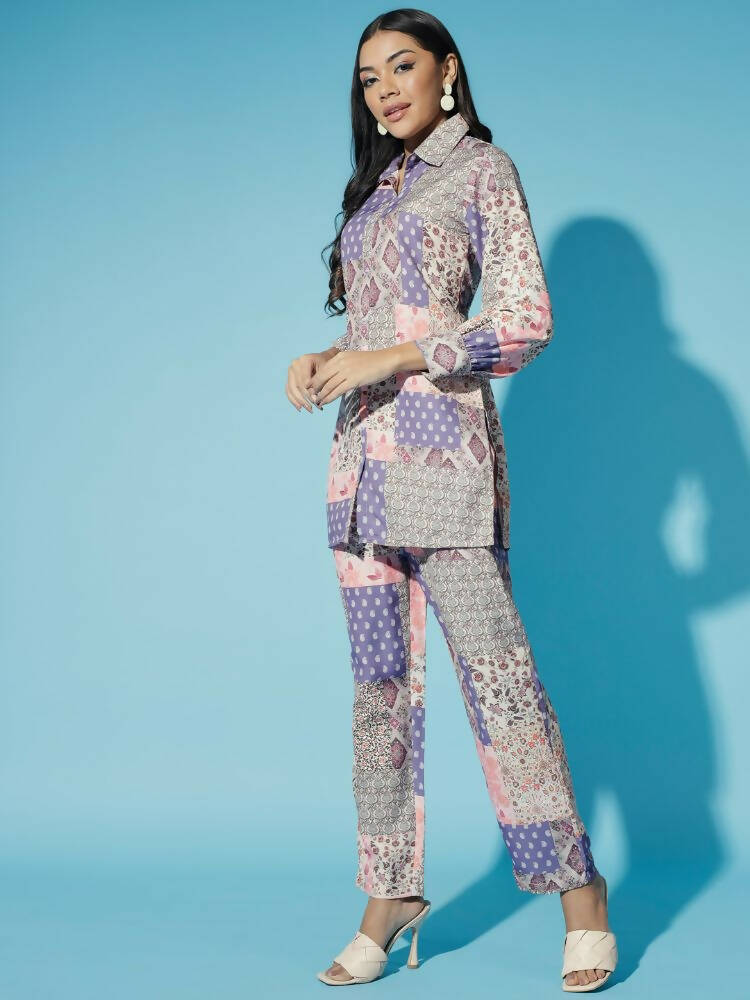Myshka Women Multi-Printed Bling & Sparkly Co-Ords - Swadesiicart