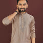 Anaita Brown Embroidered Silk Straight Kurta