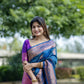 Vishnu Weaves Women's Blue Banarasi Silk Saree with Blouse - Swadesiicart