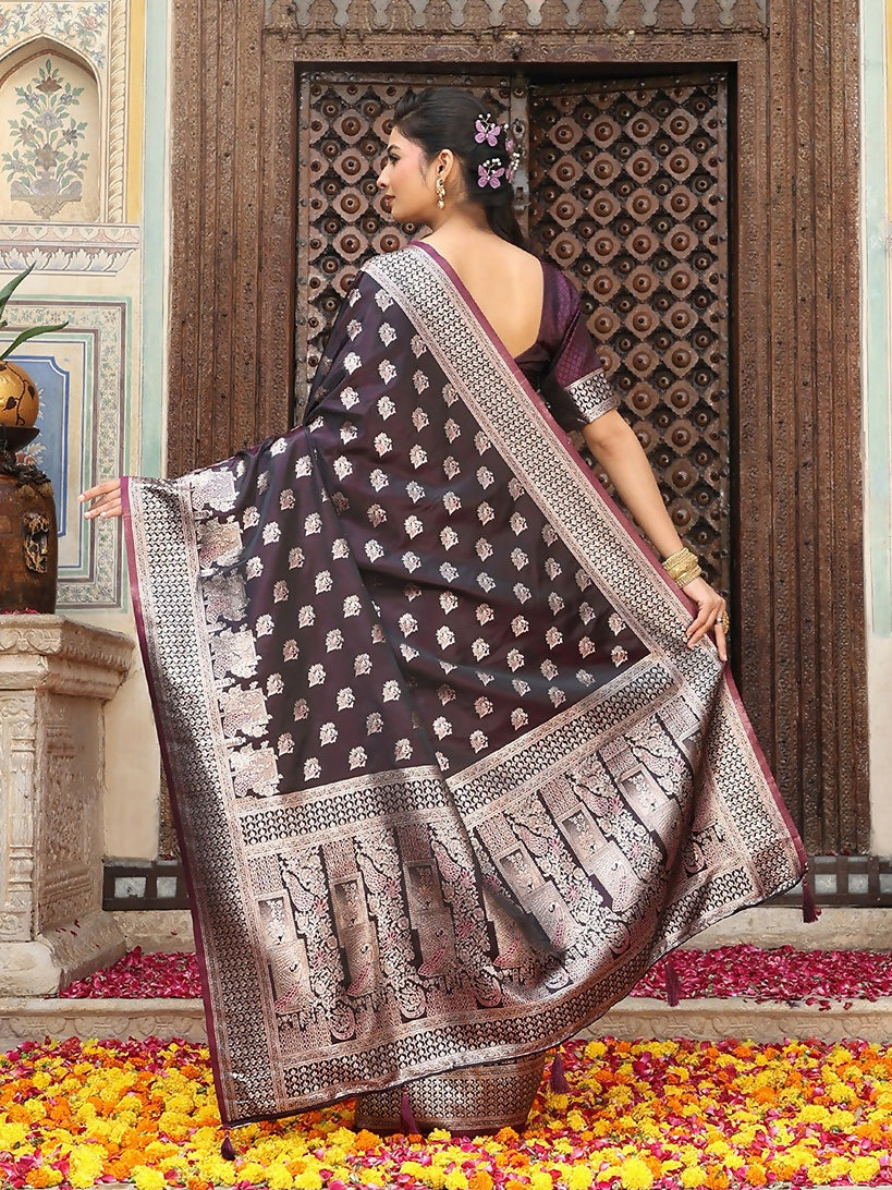Shree Shyam Fashion Wine Silk Saree