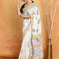 Very Much Indian Handblock Printed Cotton Saree With Natural Dyes - White | Swadesiicart