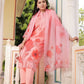 Vaasva Women Pink Tabby Slik Print & Embroidered Kurta, Pant & Dupatta set | Swadesiicart