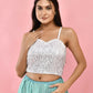 Amodini Designer Studio Silver Sequined Strap Padded Blouse