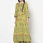 Aniyah Rayon Parrot Green Color Block Print Anarkali Kurta (AN-195K)