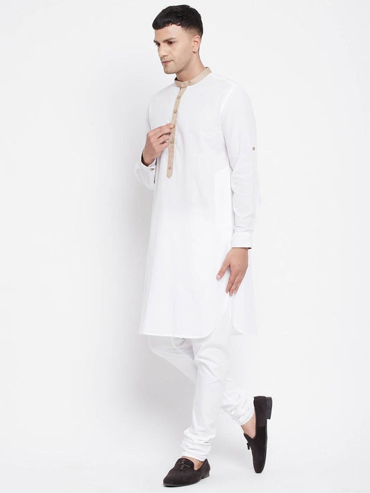 Even Apparels Beige Color Pure Cotton Men's Kurta With Band Collar | Swadesiicart