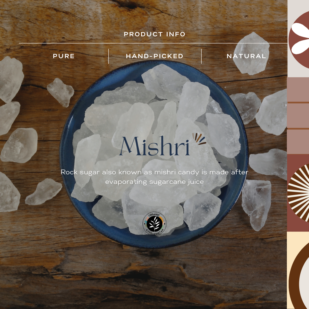 Organic Ayurvedistan Rock Sugar (Mishri) - Swadesiicart