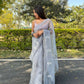 Vamsee Grey Organza Saree - Swadesiicart