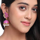 NVR Women Pink Dome Shaped Jhumka Earrings | Swadesiicart