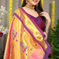 Jyoti Fashion Women's Baby Pink Banarasi Silk Zari Woven Saree with Blouse | Swadesiicart