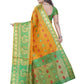 Vamika Banarasi Cotton Silk Yellow Weaving Saree | Swadesiicart