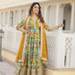 Jyoti Fashion Women's Green Russian Silk Sequins Zari Embroideredy Anarkali Dress with Dupatta | Swadesiicart