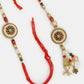 NVR Women & Men Set of 2 Gold-Toned Stone-Studded & Beaded Bhaiya Bhabi Rakhi With Roli Chawal & Chocolate | Swadesiicart