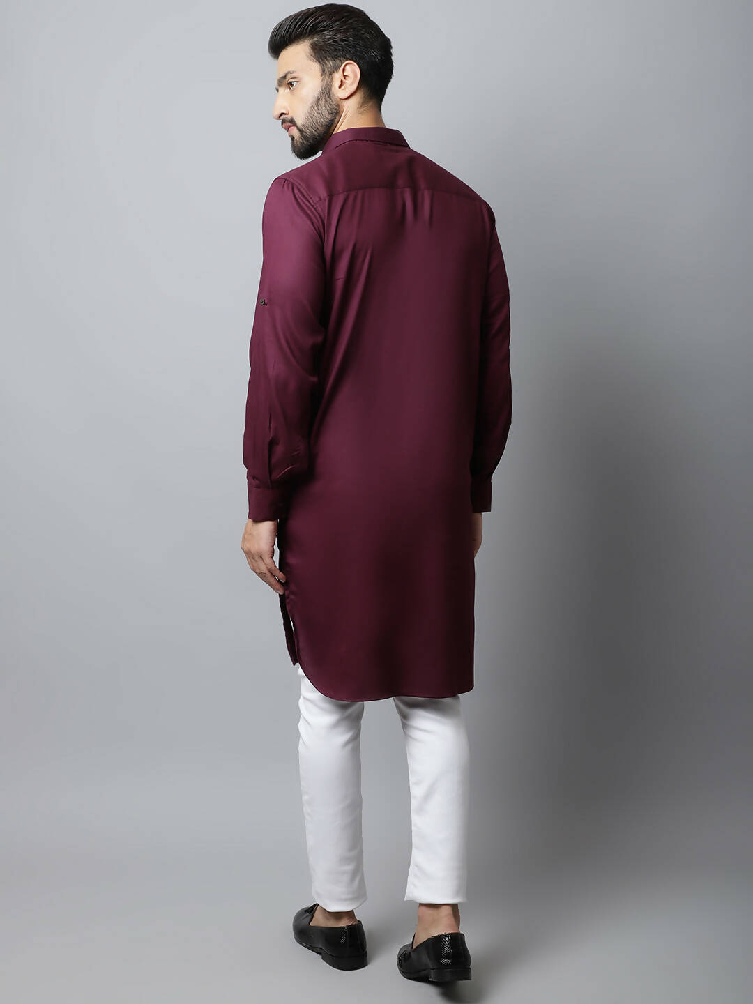 Even Apparels Maroon Color Pure Cotton Solid Men's Kurta With Shirt Collar (MMS755) | Swadesiicart