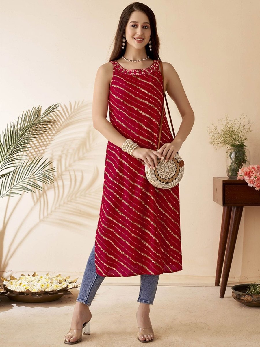 Anouk leheriya Printed Straight Kurta - Swadesiicart