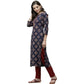 Anubhutee Women's Rayon Ethnic Motifs Printed Regular Gotta Patti Navy Blue Kurta with Trousers | Swadesiicart