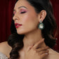 Kundan and Diamond with Green Stones Dangler Earrings (Green) - Ruby Raang | Swadesiicart