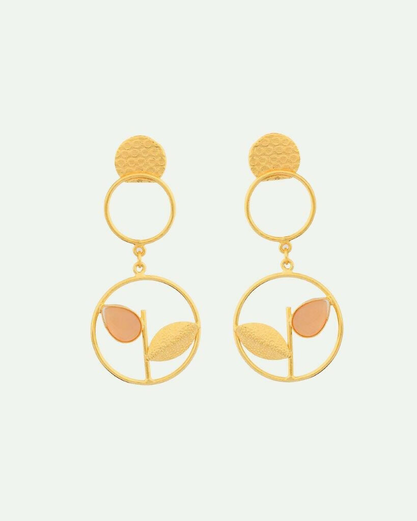 VOJ One Gram Gold-Polished Round Shaped Drop Earrings - Swadesiicart