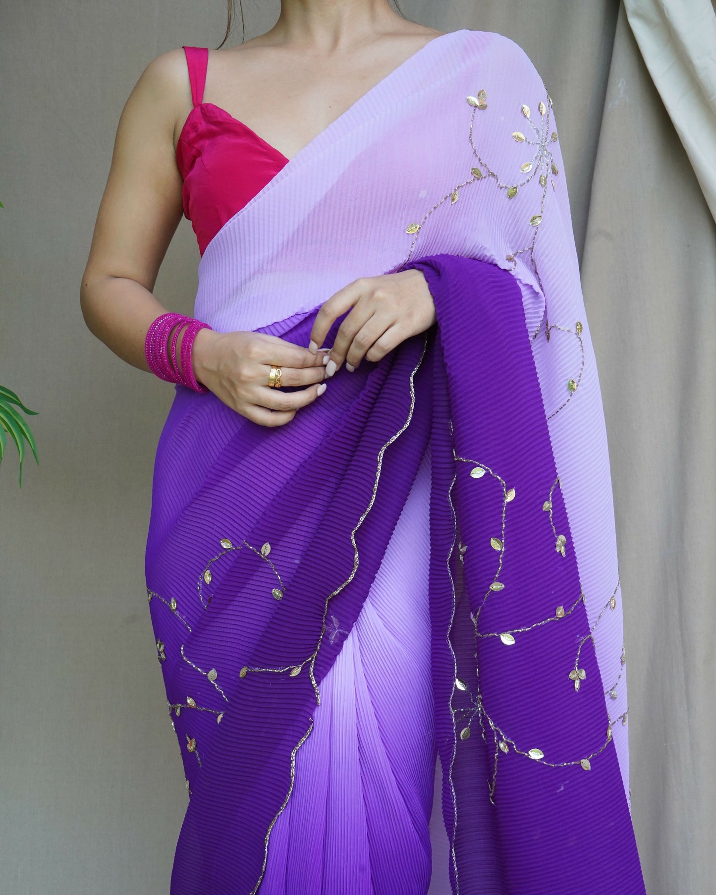 Vamsee Antara Purple Georgette Saree - Swadesiicart