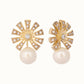 Nuyug 22K Gold-Plated Pearl Drop Zircon Floral Shaped Mini Stud Earrings | Swadesiicart
