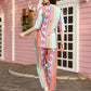 Orange & Blue Rayon Geometric Printed Top with Matching Bottom - Eesha - Swadesiicart