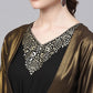 Ahalyaa Women's Black Crepe Dress with Attached Jacket | Swadesiicart