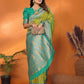 Joban Fashion Banarasi Light Green Small Butti Soft Silk Saree | Swadesiicart