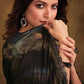 Black Zari Jacquard Print Designer Saree with Unstitched Blouse - Norita Mahitha