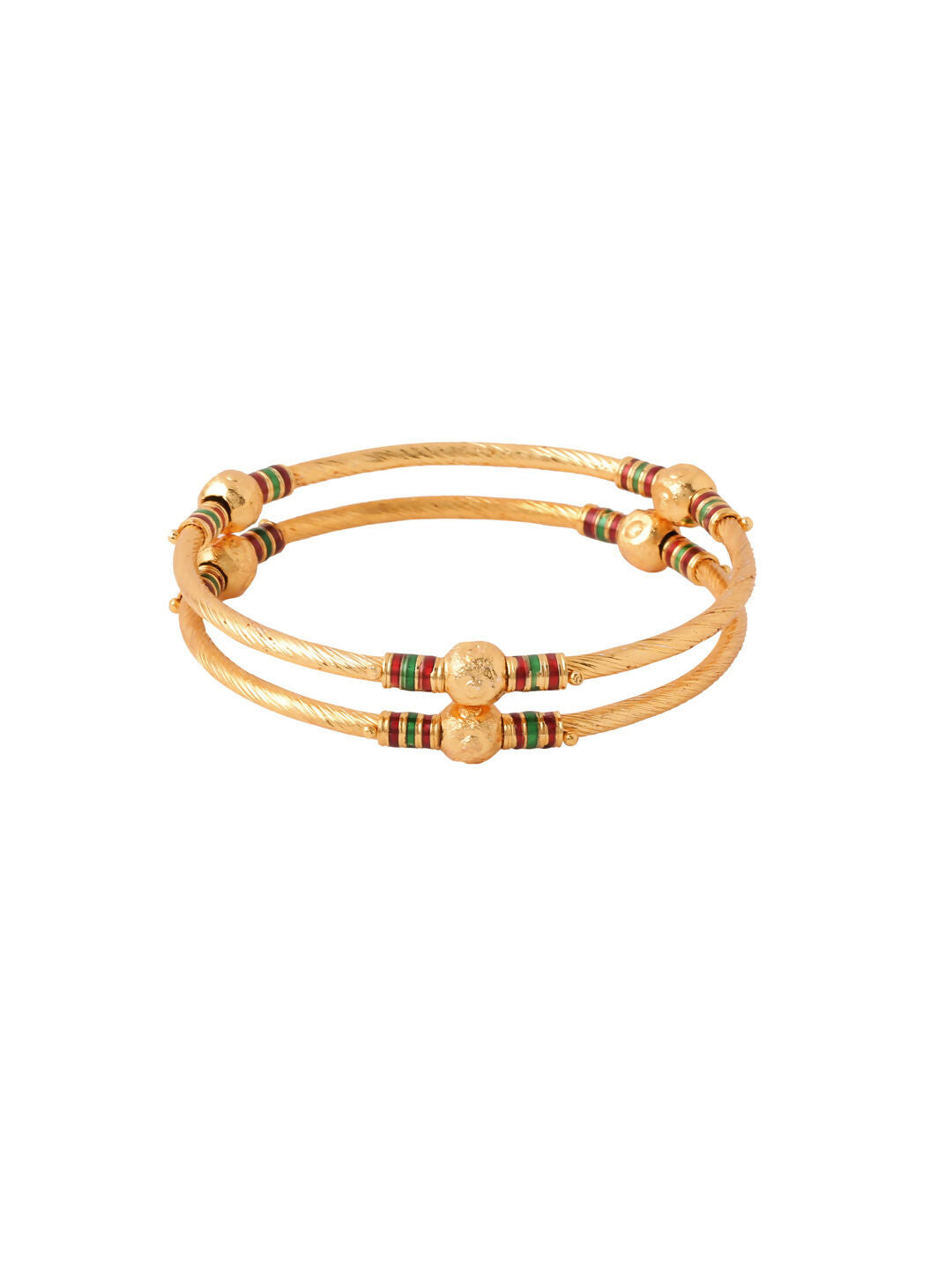 NVR Women Set of 2 Gold-Polished Traditional Bangles - Swadesiicart