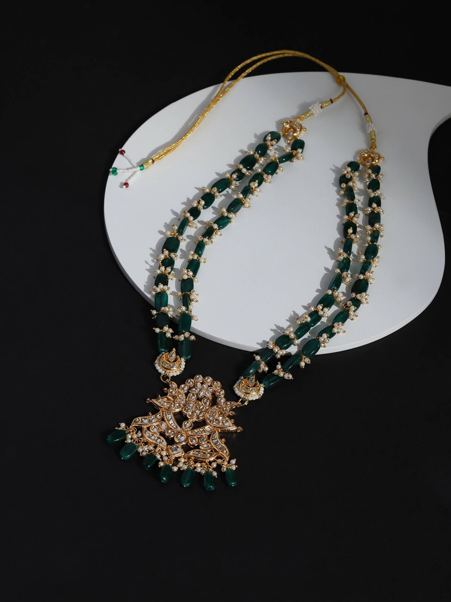 Gold-Toned Green Brass Gold-Polished Necklace - Ruby Raang | Swadesiicart
