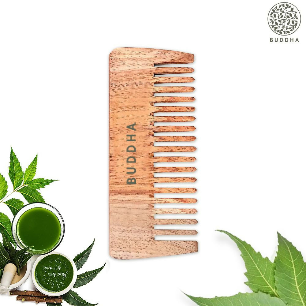 Buddha Natural Neem Wood Wide Tooth Shampoo Comb - Buddha Naturals