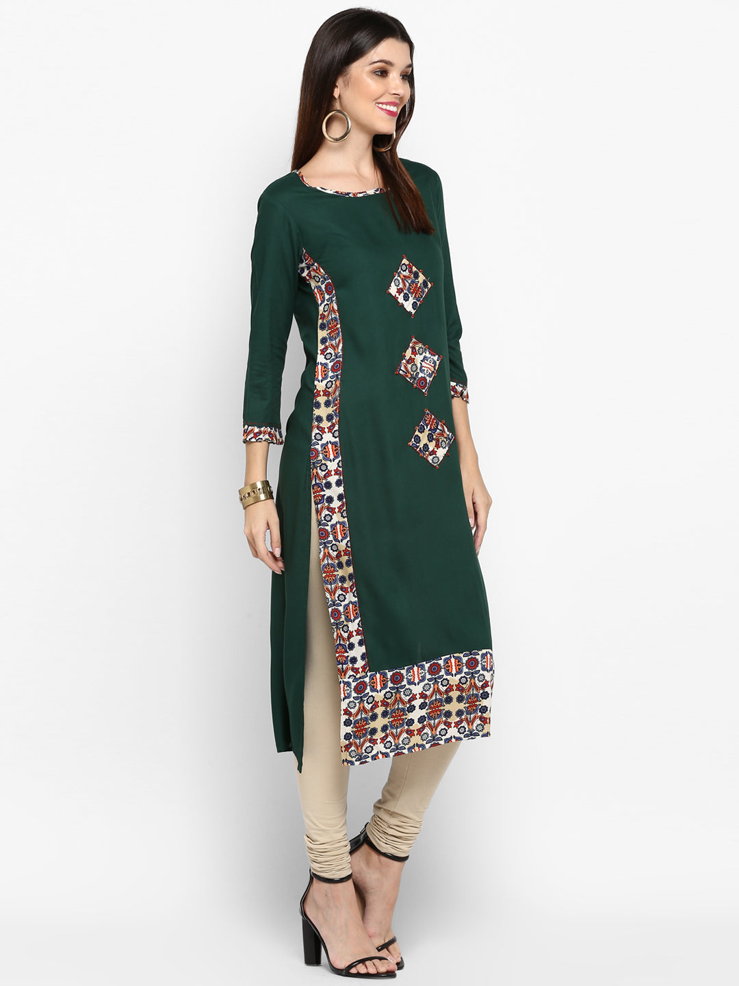 NOZ2TOZ Women's Green Printed Kurta- (1pc set) - Swadesiicart